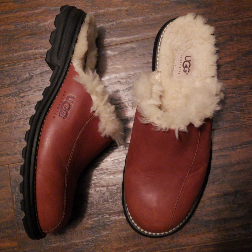 UGG Brown Leather Mules Size 8